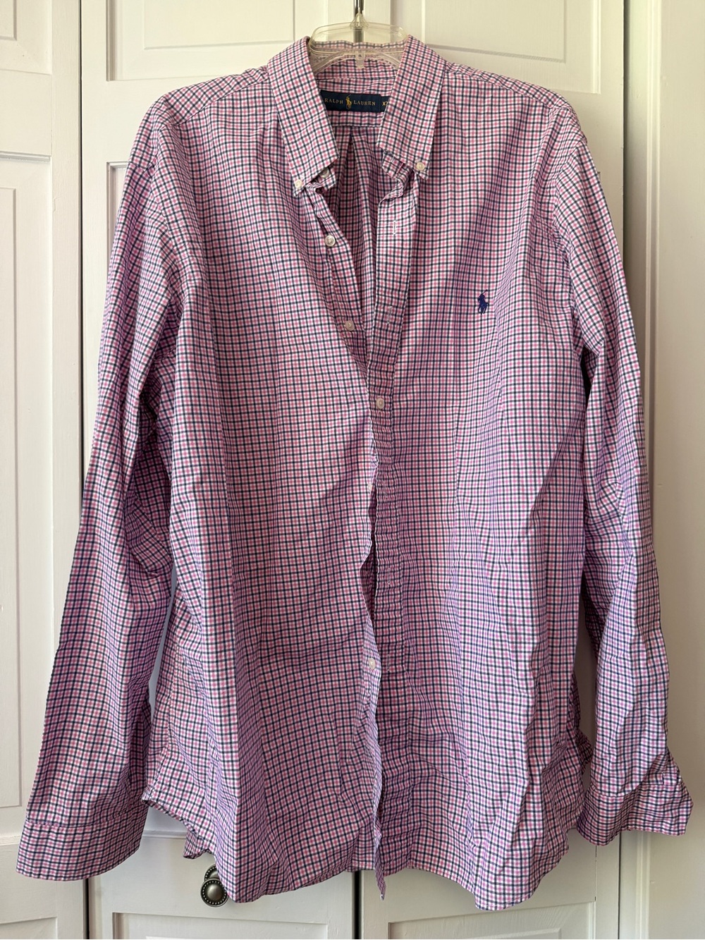 Ralph Lauren Men’s Pink Check Button-Down Shirt xxl pink blue check